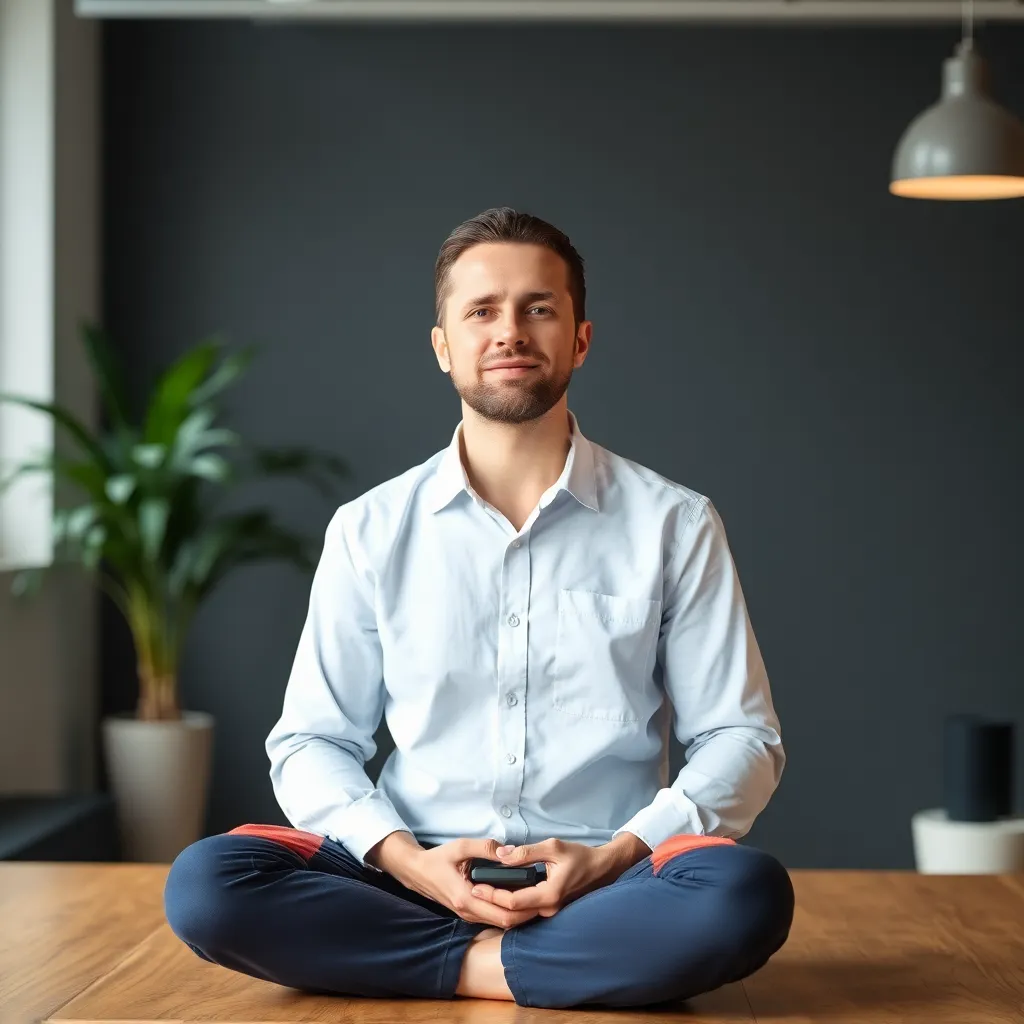 Mindfulness oefening in een rustige werkomgeving