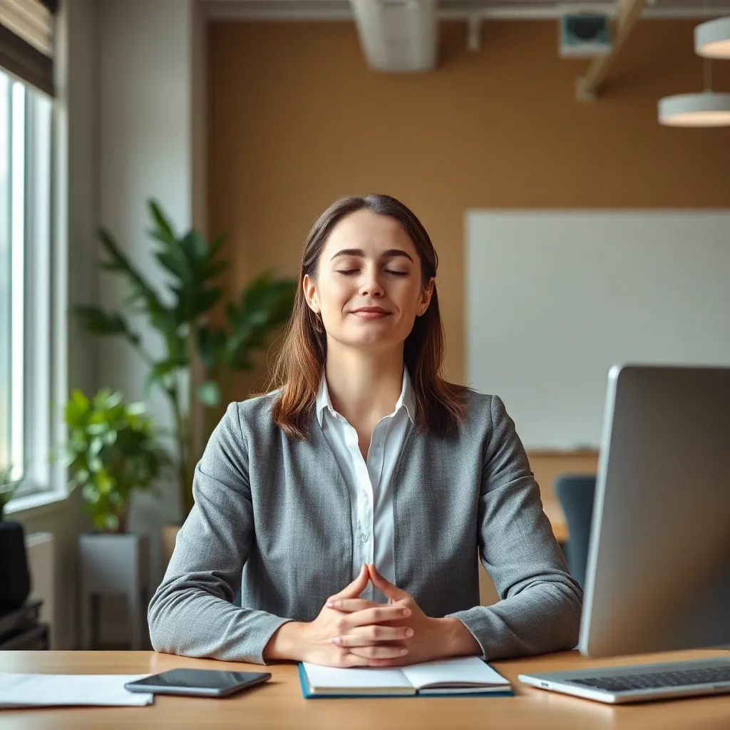 Nederlandse professional die mindfulness beoefent op werkplek