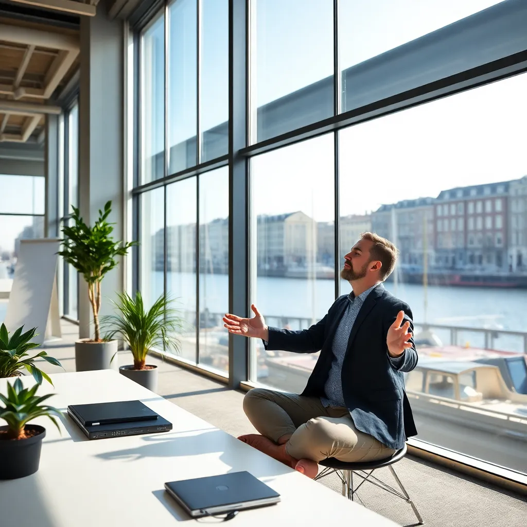 Nederlandse professional die mindfulness beoefent op werkplek